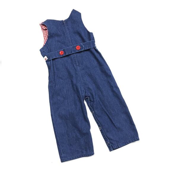 Vintage Handmade Romper Jumpsuit Unisex Children's Size 9-12m Duck Denim - Picture 3 of 4